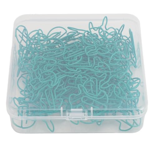 Rabbit Shaped Paper Clips 100pcs | Secure Grip Stainless Steel for Documents/Bookmarks/Office | Cute Decorative Clips for School & Present (Blue) von Reliant Jazzy