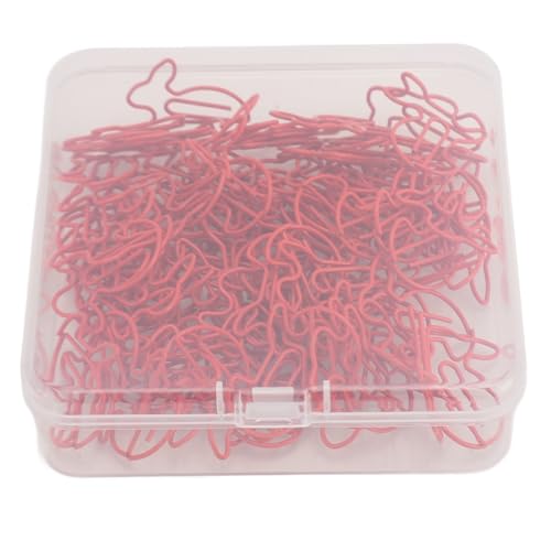 Rabbit Shaped Paper Clips 100pcs | Secure Grip Stainless Steel for Documents/Bookmarks/Office | Cute Decorative Clips for School & Present (Red) von Reliant Jazzy