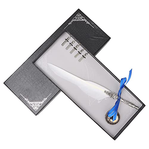 Reliant Jazzy Vintage -Feder -Federstift -Set | Europäischer Kalligraphie Dip Stift mit 5 veränderlichen Tipps | Smooth Writing Alloy Holder für Künstler/Schriftsteller | Elegante (White) von Reliant Jazzy