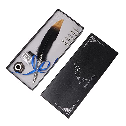 Reliant Jazzy Vintage Plume Quill Pen Set | Alloy Dip Pen for Calligraphy/Drawing/Present | Smooth Writing with 5 Changeable Tips | Elegant Presentation Box Included (Black) von Reliant Jazzy