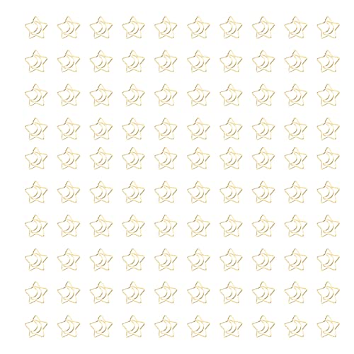 Star Moon Paper Clips 100pcs | Tarnish - proof & Secure - grip Office Supplies | Cute Paper Clips for Files/Books/DIY | with Storage Box (Gold) von Reliant Jazzy