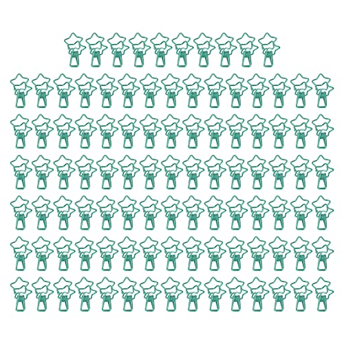 Star Paper Clamps 100pcs | Cute Cartoon Design & Strong Clamping Force | Sturdy Metal Paper Clips for Documents/Tickets/Office Supplies | 100 Count Bulk Pack (Green) von Reliant Jazzy