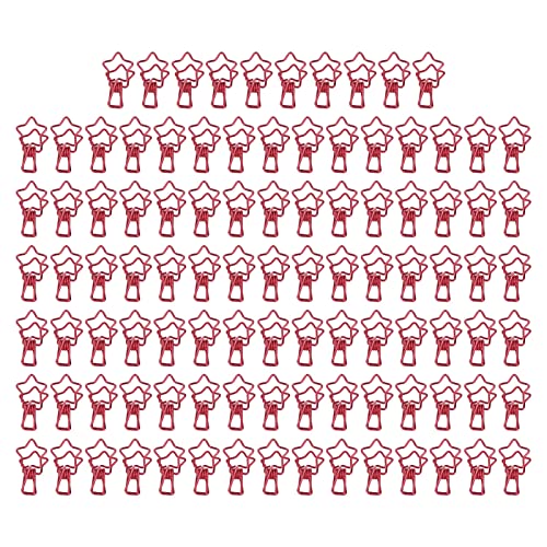 Star Shaped Fastener Clips 100Pcs | Small Metal Paper Clips for Documents/Certificates/Tickets | Cute Office Supplies with Strong Clamping Force | Sturdy & Multifunctional (Red) von Reliant Jazzy