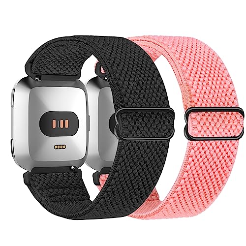 Relting Kompatibel mit Fitbit Versa 2 Bändern, Damen Herren, weiches, verstellbares geflochtenes Nylon, elastisch, atmungsaktiv, Sport-Armband für Fitbit Versa/Versa 2/Versa Lite/SE Smartwatch, von Relting