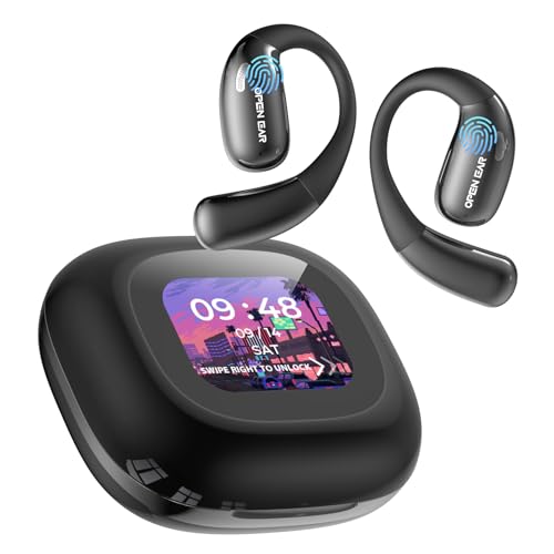 Relxhome Bluetooth Kopfhörer, Open Ear kopfhörer Bluetooth 5.4 mit Touchscreens，60H Std Kabellose Kopfhörer mit HD Mic，HiFi Stereo Tiefer Bass， IPX5 wasserdichte Ohrhörer mit Ohrhaken für Fitness von Relxhome