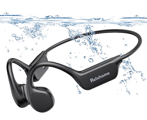Relxhome Knochenschall Kopfhörer, Kopfhörer Schwimmen Eingebaute 32GB Speicher, MP3 Sport Kopfhörer Bluetooth 5.3, IPX8 Wasserdicht, Open Ear Kopfhörer für Schwimmen Laufen, 10 Stunden Spielzeit von Relxhome