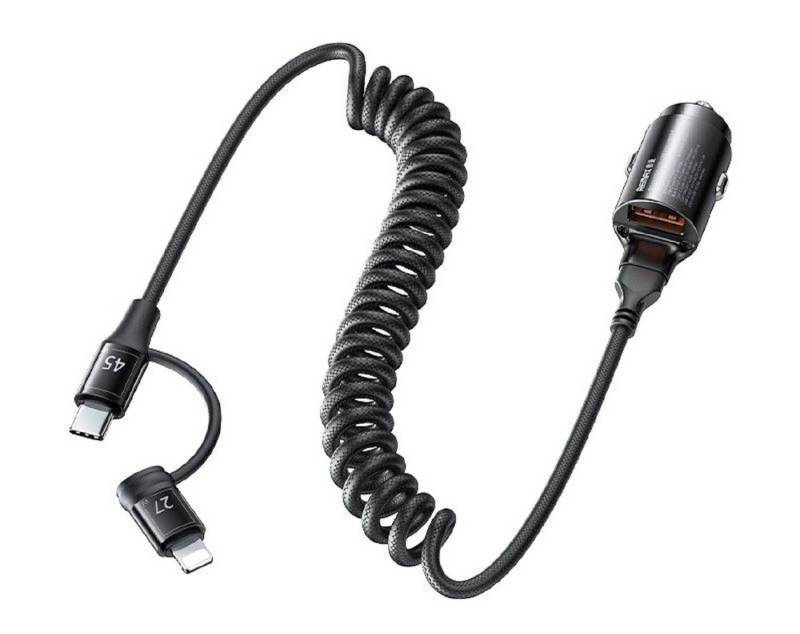 Remax Autoladegerät Ruichy Serie 45W RCC356 + Lightning/USB-C Kabel, Schwarz Schnelllade-Gerät (Kabel: Lightning + USB-C) von Remax