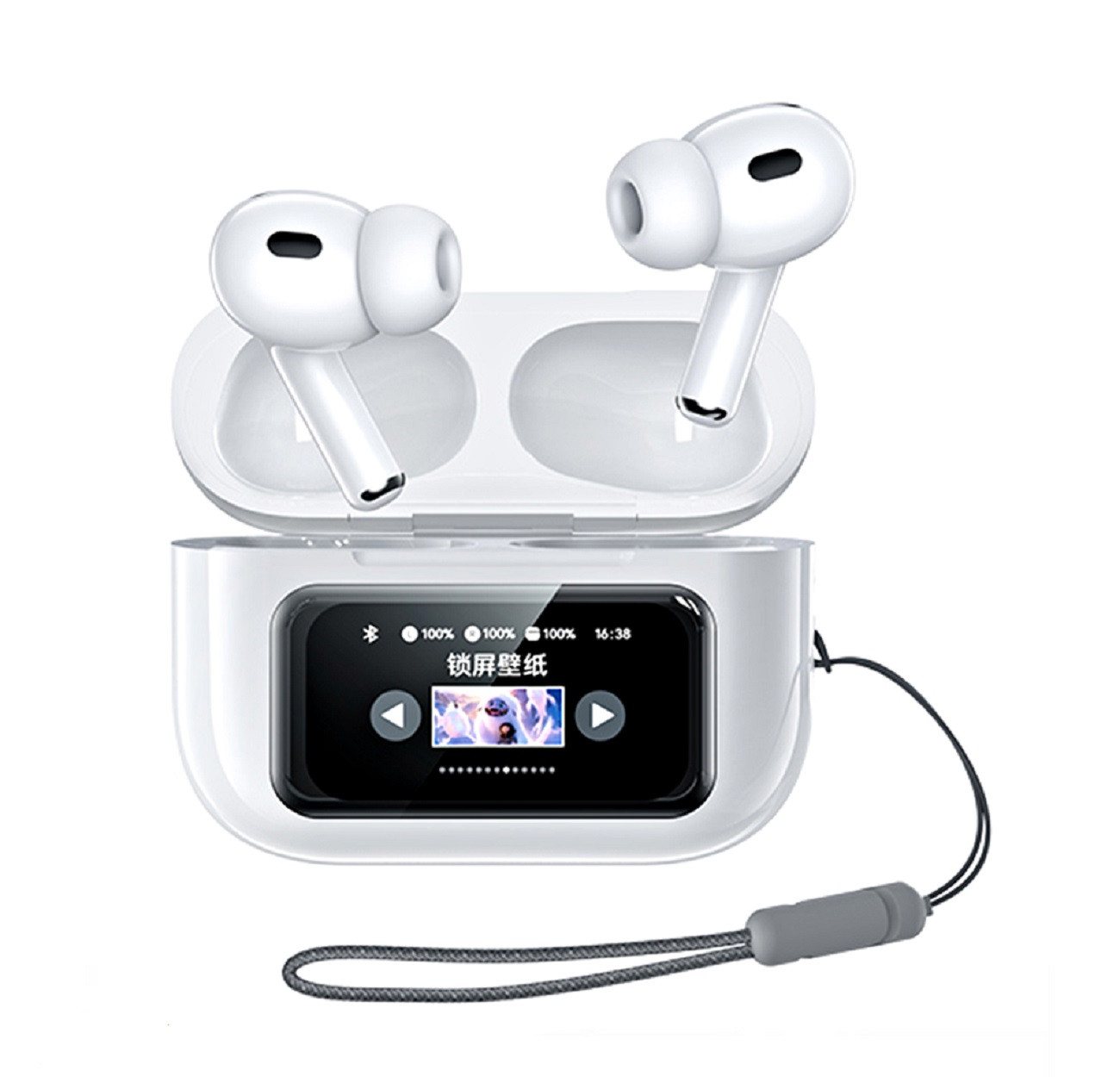 Remax TWS Bluetooth 5.4 Touch Control In-Ear-Kopfhörer ANC, W30N, Weiß Bluetooth-Kopfhörer (Bluetooth, ANC, ENC, Vollfarb-LCD-Touchscreen) von Remax