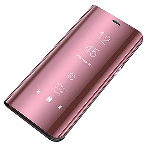 Rembcom Hülle Samsung Galaxy A51 hülle Leder Galaxy A51 Edge Handyhülle Spiegel Smart Flip Case 360° Tasche Cover Handy Shell Bumper Protective Schutzhülle Galaxy A51 (Rosa, Samsung Galaxy A51) von Rembcom