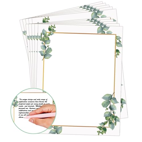 Greenery Briefpapier Indie-Eukalyptusblätter, Morgennebel, Briefkopf-Thema, Hochzeit, elegantes Schreibpapier, Schreibwaren, tolle Anlässe, Feiern, grüne Blätter, bedruckte Blätter, 50 Stück Greenery Briefpapier Indie-Eukalyptusblätter, Morgennebel, Briefkopf-Thema, Hochzeit, elegantes Schreibpapier, Schreibwaren, tolle Anlässe, Feiern, grüne Blätter, bedruckte Blätter, 50 Stück von Remerabel