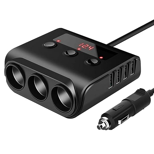 Remingtape TR12 Auto-Feuerzeug, Dreifachverdampfer mit Schalter, Spannungsanzeige, 4 USB-Auto-Feuerzeug, 120-W-Ladegerät, Wiederverwendbar, Langlebig, Schwarz Remingtape TR12 Auto-Feuerzeug, Dreifachverdampfer mit Schalter, Spannungsanzeige, 4 USB-Auto-Feuerzeug, 120-W-Ladegerät, Wiederverwendbar, Langlebig, Schwarz von Remingtape