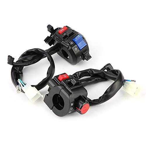 Lenkerschalter 1 Paar Universal 7/8 Zoll Motorrad Lenker Hupe Blinker Licht Start Steuerschalter(Schwarz) von Reminnbor