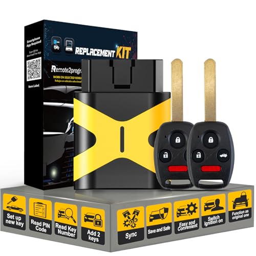 Remote2program 2 Stück ungeschnittene Autoschlüssel-Schlüsselanhänger Ersatz für Honda Accord/CRV 2009–2014 Acura TL Keyless Entry Fernbedienung mit FCC: MLBHLIK-1T (Paar) von Remote2program