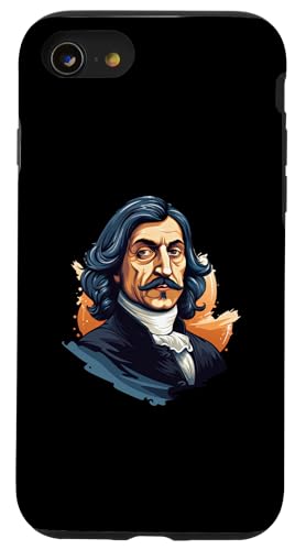 Ren Descartes 80er Retro Hülle für iPhone SE (2020) / 7 / 8 von Ren Descartes Art Style Designs For Philosophers