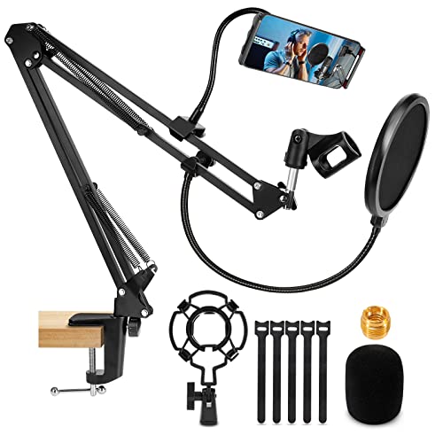RenFox Mikrofon Arm, Verstellbarer Mikrofonständer Tisch Mikrofonarm mit Pop-Filter und Handyhalter für Studio Program, Rundfunk TV Sender, Kompatibel mit Blue Yeti, Snowball und Andere Mikrofone RenFox Mikrofon Arm, Verstellbarer Mikrofonständer Tisch Mikrofonarm mit Pop-Filter und Handyhalter für Studio Program, Rundfunk TV Sender, Kompatibel mit Blue Yeti, Snowball und Andere Mikrofone von RenFox