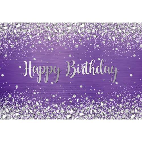 Renaiss 2.2x1.5m Happy Birthday Fotografie Hintergrund Silber Diamanten lila Hintergrund Mädchen Erwachsene Geburtstag Party Dekoration Kuchen Tisch Banner Vinyl Fotostudio Requisiten Renaiss 2.2x1.5m Happy Birthday Fotografie Hintergrund Silber Diamanten lila Hintergrund Mädchen Erwachsene Geburtstag Party Dekoration Kuchen Tisch Banner Vinyl Fotostudio Requisiten von Renaiss