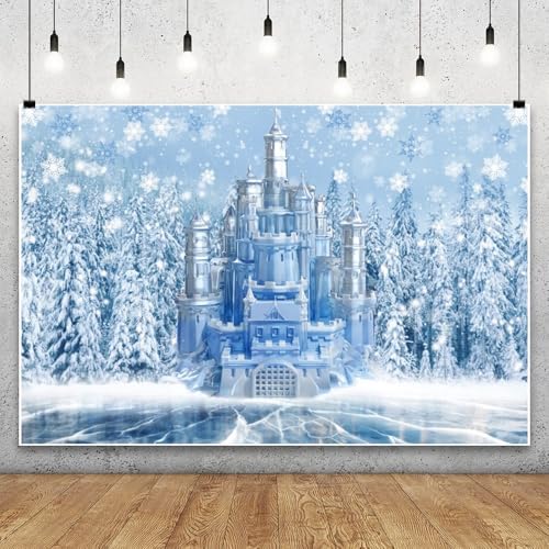 Renaiss 2.2x1.5m Winter EIS Schnee Schloss Kulisse Schneeflocken Wunderland Fotohintergrund Geburtstag Party Dekoration Kinder Porträt Shooting Fotostudio Requisiten Vinyl Kulisse von Renaiss