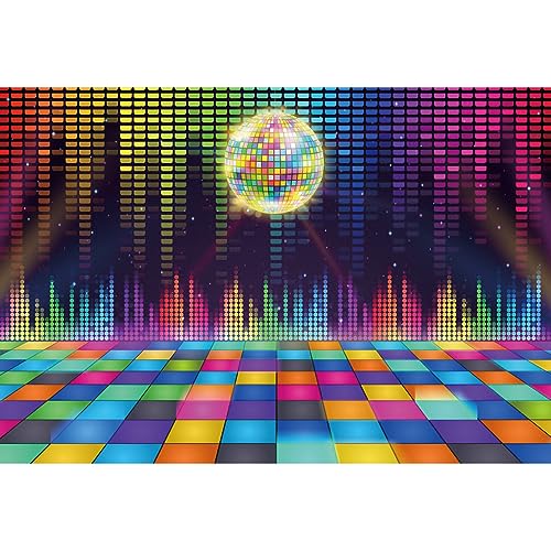 Renaiss 2.5x1.8m Disco Party Kulisse 80er 90er Musik Tanz Geburtstag Party Dekoration Nachtclub Bunte Neon Disco Ball Fotohintergrund Vinyl Fotostudio Requisiten von Renaiss