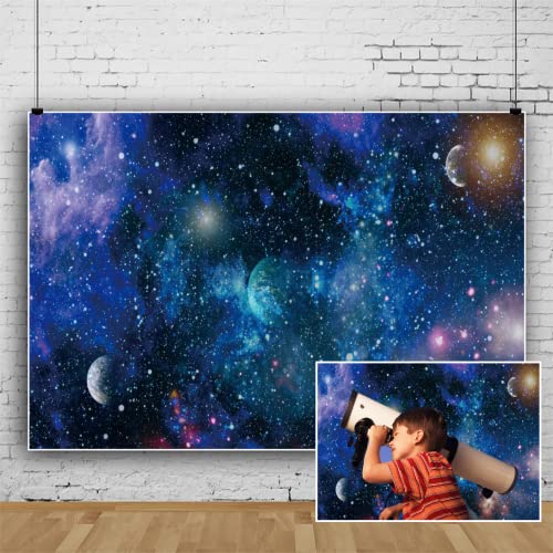 Renaiss 2.5x1.8m Sternenhimmel Hintergrund Nebel Universum Funkelnde Weltraum Sterne Wissenschaft Fotografie Hintergrund Junge Kind Partyraum Dekoration Vinyl Studio Requisiten Künstlerisches Portrait von Renaiss
