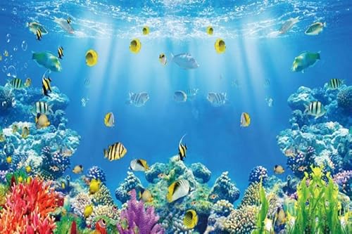 Renaiss 2.5x1.8m Unterwasserwelt Hintergrund Bunte Unterwasserfische Korallenriff Fotografie Hintergrund Baby Dusche Kinder Geburtstag Party Dekorationen Vinyl Fotostudio Requisiten von Renaiss