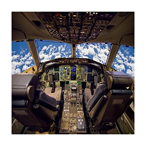 Renaiss 2.5x2.5m Flugzeuge Cockpit Hintergrund Flugzeug Innenraum Dekor Blauer Himmel Weiße Wolken Fotografie Hintergrund Pilot Kinder Erwachsene Porträt Foto-Shooting Video Studio Requisiten Vinyl von Renaiss