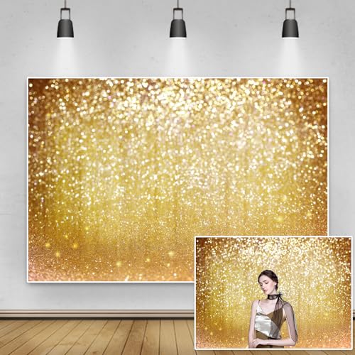 Renaiss 2.7x1.8m Gold Bokeh (No Glitter) Fotohintergrund Goldene Partikel Speckle Vinyl Fotografie Hintergrund Hochzeit Geburtstag Party Dekor Kinder Erwachsene Portrait Foto Requisiten von Renaiss