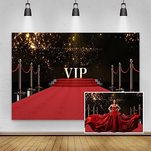 Renaiss 2.7x1.8m Roter-Teppich-Hintergrund Movie Night VIP Hintergrund Celebrity Event Party Hintergrund Geburtstag Party DekorationKinder Erwachsene Filmstars Portrait Fotografie Requisiten Vinyl von Renaiss