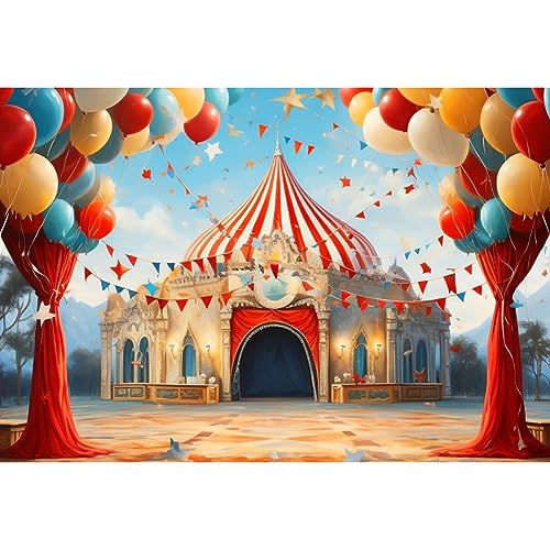 Renaiss 2.7x1.8m Zirkus Karneval Kulisse Großzelt Foto Hintergrund Kindergeburtstag Party Dessert Tischdekoration Banner Vinyl Fotostudio Requisiten von Renaiss