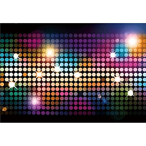 Renaiss 3.5x2.5m Disco Thema Party Hintergrund Nachtclub bunt glänzend Neon Fotografie Hintergrund zurück zu 80er Musik Tanzparty Dekoration Banner Vinyl Fotostudio Requisiten von Renaiss