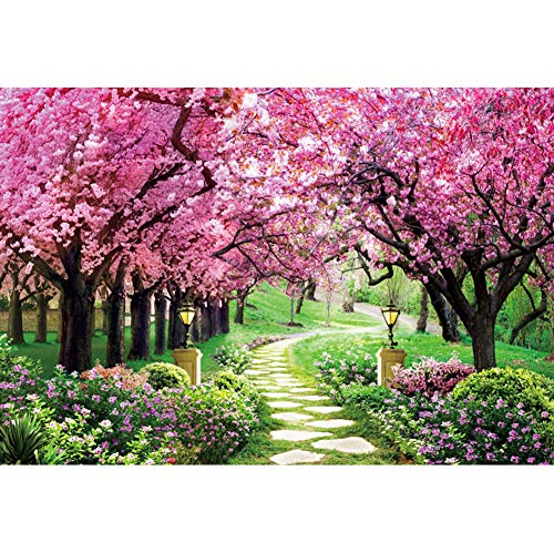 Renaiss 3.5x2.5m Frühling Garten Hintergrund Kirschblüten Rosa Blume Bäume Natur Kulisse Fotografie Hintergrund Hochzeit Geburtstag Party Dekoration Portrait Foto Requisiten Vinyl von Renaiss