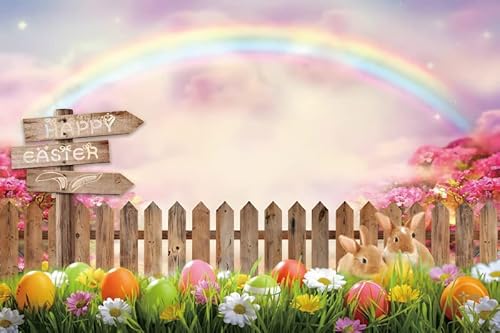 Renaiss 3.5x2.5m Frühling Ostern Hintergrund Regenbogen Zaun Gras Bunte Eier Kaninchen Fotografie Hintergrund Ostern Party Dekoration Baby Dusche Kinder Portrait Foto Requisiten Vinyl Renaiss 3.5x2.5m Frühling Ostern Hintergrund Regenbogen Zaun Gras Bunte Eier Kaninchen Fotografie Hintergrund Ostern Party Dekoration Baby Dusche Kinder Portrait Foto Requisiten Vinyl von Renaiss