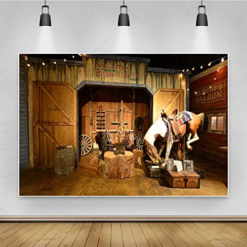 Renaiss 3.5x2.5m Old Western Cowboy Fotografie Hintergrund Wild West Saloon Sattel Hintergrund Kid Mann Junge Portrait Shooting Party Dekoration Banner Photo Booth Shoot Vinyl Studio Requisiten von Renaiss