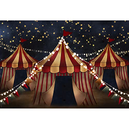 Renaiss 3.5x2.5m Rot Weiß Zirkus Hintergrund Nachthimmel Karneval Zirkuszelt Fotografie Hintergrund Babyparty Kindergeburtstag Party Dekoration Zubehör Vinyl Fotostudio Requisiten von Renaiss