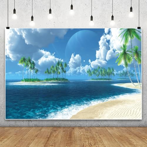 Renaiss 3x2.5m Tropische Meeresküste Fotografie Hintergrund Sommer Meer Strand Blauer Himmel Insel Vinyl Hintergrund Kinder Geburtstag Party Dekor Foto Studio Requisiten von Renaiss