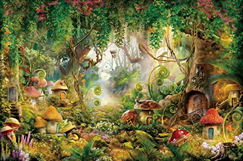 Renaiss 3x2.5m Wald-Wunderland-Kulisse Märchen Wald Pilz Bäume Pflanzen Fotografie Hintergrund Baby Dusche Kinder Mädchen Geburtstag Party Dekor Vinyl Fotostudio Requisiten von Renaiss