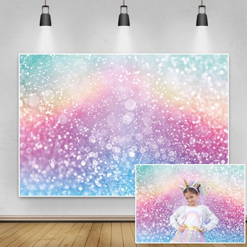 Renaiss 3x2m Bunte Partikel Speckle (No Glitter) Fotohintergrund Dreamy Rosa Blau Bokeh Vinyl Fotografie Hintergrund Baby Dusche Geburtstag Party Dekor Kinder Portrait Foto Requisiten von Renaiss