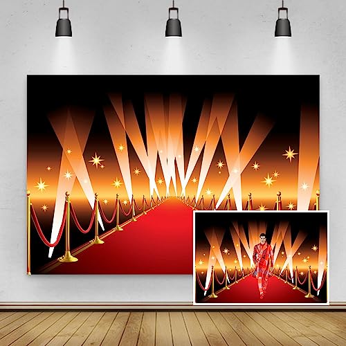 Renaiss 3x2m Roter Teppich Beleuchtung Hintergrund Roter Teppich Event Dekorationen Film Sterne Fotografie Hintergrund Kinder Erwachsene Geburtstag Party Dekor Banner Vinyl Foto Video Requisiten von Renaiss