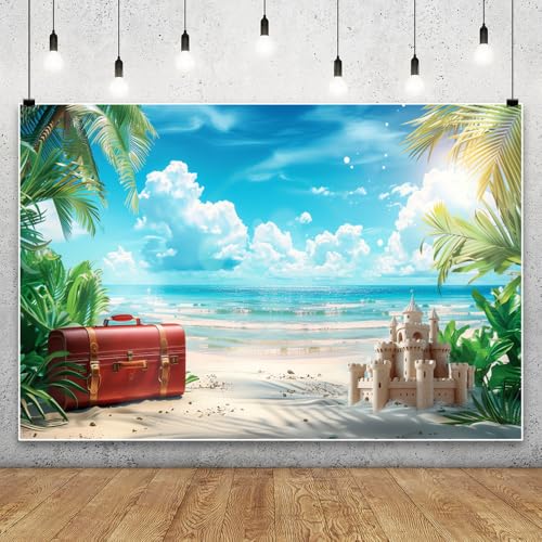 Renaiss 3x2m Tropisches Meer Strand Palme Hintergrund Seaside Natur Szenerie Fotografie Hintergrund Kinder Erwachsene Reisen Porträt Schießen Sommer Party Dekoration Vinyl Foto Requisiten von Renaiss