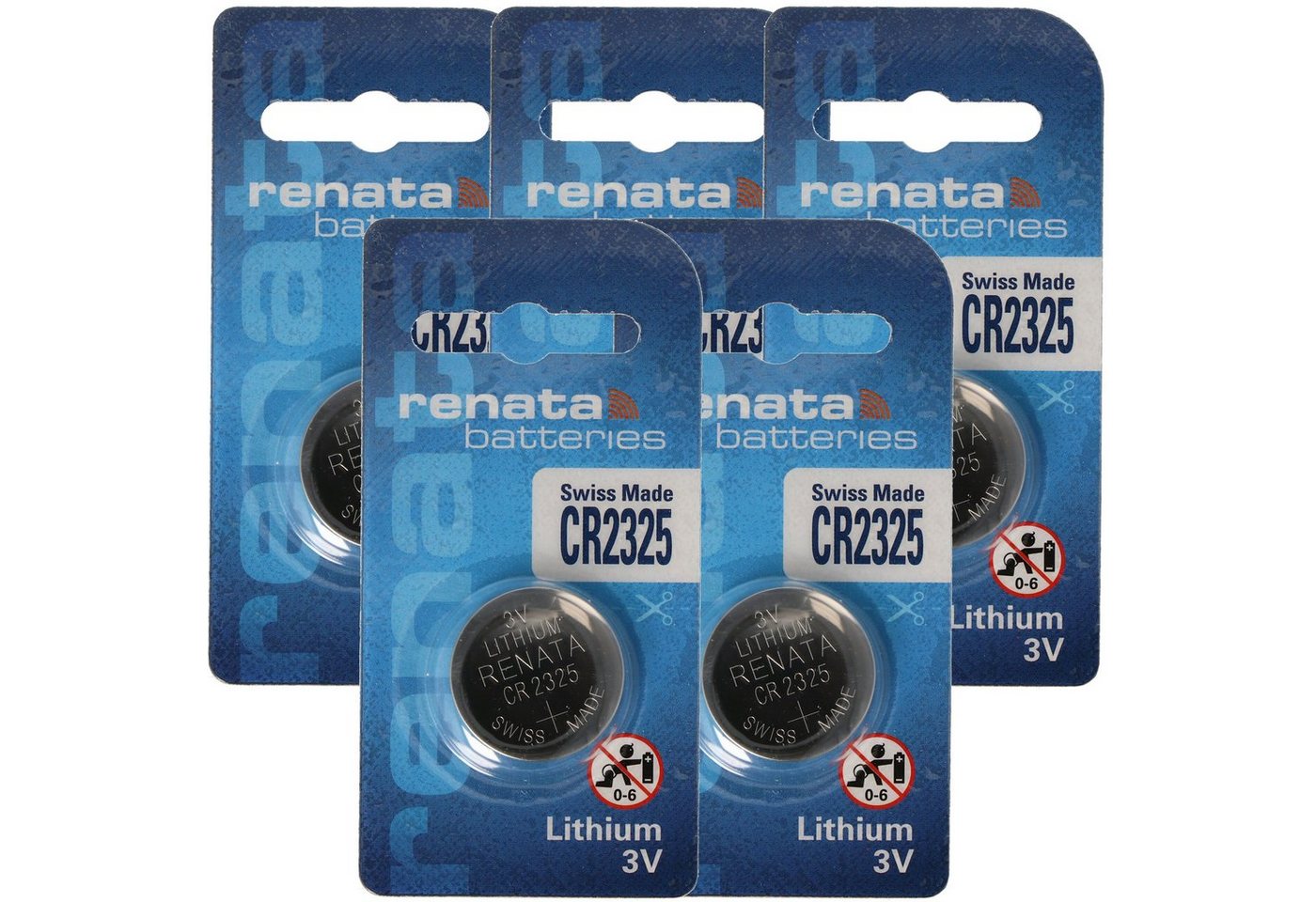 Renata BR2325 Lithium Batterie IEC BR2325 5er Set Batterie, (3,0 V) von Renata