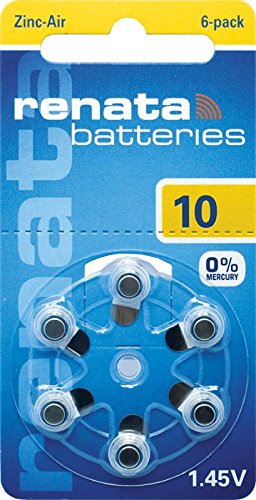 Renata Batterie für Hörgeräte PR10, ZA10,PR70 1,4V; 6 Pack von Renata