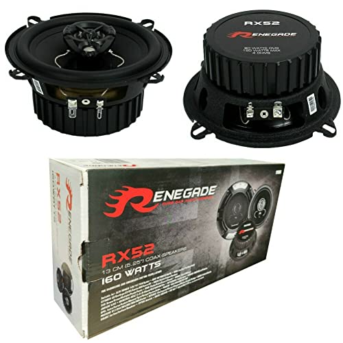 2 Lautsprecher RENEGADE RX52 2 Wege koaxial 5,25" 13,00 cm 130 mm Durchmesser 80 watt rms 160 watt max impedanz 4 ohm 92 db spl Auto schwarz, pro Paar von Renegade