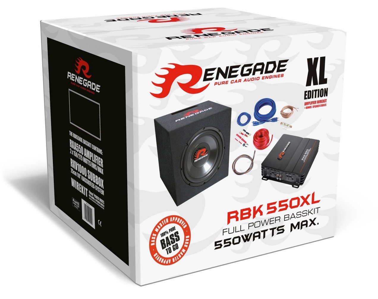 Renegade Auto Sub Komplettset Endstufe + Subwoofer + Kabel Auto-Subwoofer von Renegade