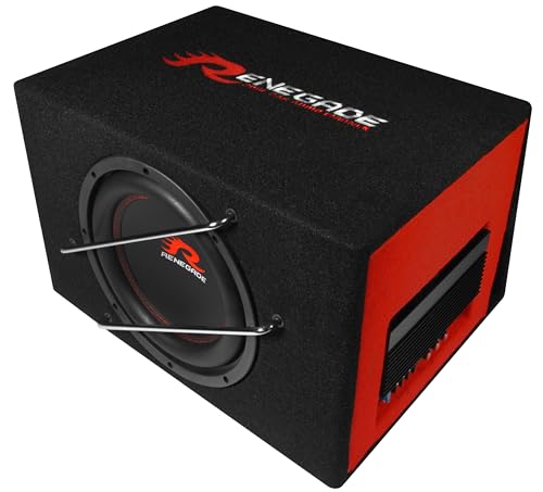 Renegade RXV1000A - 25 cm (10") Aktiv-Gehäuse-Subwoofer - integrierter Verstärker mit 400 W max. | Car-HiFi Bass-Box von Renegade