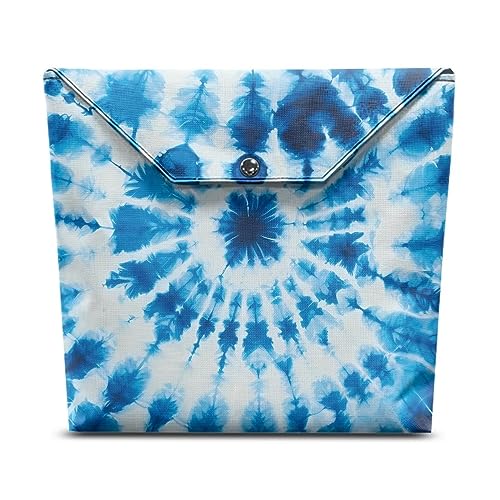 Renewold Buchhülle Blau Tie-Dye Print Book Protector Pouch with Back Zip Pocket Sleeve Holder for Hardcover Paperback Textbook Bible Book Bag Storage Phone Cards Keys von Renewold