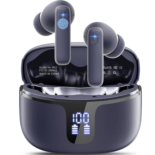 Bluetooth Kopfhörer, In Ear Kopfhörer Kabellos Bluetooth 5.3 Kabellose Kopfhörer mit 4 Mikrofon, ENC Lärmreduzierung Wireless Earbuds 40 Std Stereo, LED-Anzeige, USB-C, IP7 Wasserdicht Ohrhörer, Blau von Renimer