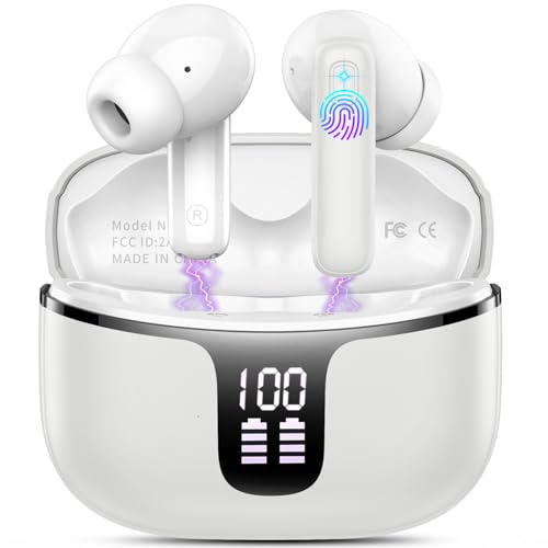 Bluetooth Kopfhörer, Kopfhörer Kabellos Bluetooth 5.3 In Ear Kopfhörer mit 4 ENC Mic, Noise Cancelling Earbuds LED-Anzeige, Kabellose Kopfhörer 40Std Tiefer Bass, IP7 Wasserdicht Ohrhörer, USB-C Grau Bluetooth Kopfhörer, Kopfhörer Kabellos Bluetooth 5.3 In Ear Kopfhörer mit 4 ENC Mic, Noise Cancelling Earbuds LED-Anzeige, Kabellose Kopfhörer 40Std Tiefer Bass, IP7 Wasserdicht Ohrhörer, USB-C Grau von Renimer