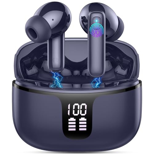 Bluetooth Kopfhörer, In Ear Kopfhörer Kabellos Bluetooth 5.3 mit 4 ENC Mic, Kopfhörer Bluetooth 40std Spielzeit Tiefer Bass, Noise Cancelling Earbuds LED Anzeige IP7 Wasserdicht Ohrhörer USB-C Blau Bluetooth Kopfhörer, In Ear Kopfhörer Kabellos Bluetooth 5.3 mit 4 ENC Mic, Kopfhörer Bluetooth 40std Spielzeit Tiefer Bass, Noise Cancelling Earbuds LED Anzeige IP7 Wasserdicht Ohrhörer USB-C Blau von Renimer