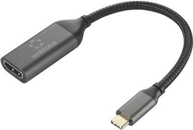HDMI Adapterkabel USB-C Stecker 15 cm Schwarz RF-5234038 Geflechtschirm (RF-5234038) von Renkforce