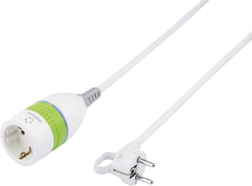 Renkforce 1362918 Strom Verlängerungskabel Weiß, Grün 5.00m H05VV-F 3G 1,5mm² mit Zwischenschalter von Renkforce