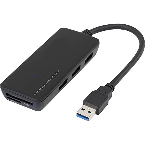 Renkforce 3 Port USB 3.2 Gen 1-Hub (USB 3.0) mit eingebautem SD-Kartenleser Schwarz von Renkforce